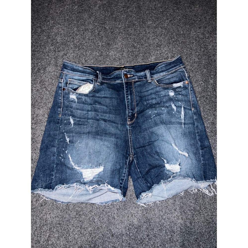 Judy Blue Distressed Denim Shorts 3XL Blue Raw Hem JB15202MD